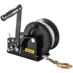 VEVOR Rope Crank, 3500 LBS Capacity Heavy Duty Hand Winch with 10 m(32.8 ft) Wire Cable and Alloy Hook, w/ 2-Gear Two-Way Manual Operated Ratchet