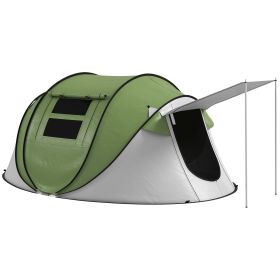 Outsunny Pop Up Tent, Instant Camping Tent with Porch and Carry Bag, 3000mm Waterproof, for 2-3 People, Green, (Poles Included)