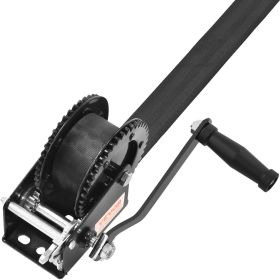 VEVOR Hand Winch, 2000 lbs Pulling Capacity, Boat Trailer Winch Heavy Duty Rope Crank with 23 ft Polyester Strap and Two-Way Ratchet