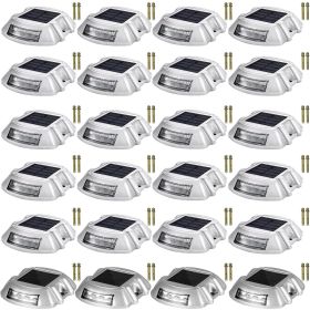 VEVOR Driveway Lights 24-Pack Solar Driveway Lights Bright White with Screw Solar Deck Lights Outdoor Waterproof Wireless Dock Lights 6 LEDs for Path