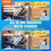 VEVOR Aquarium Vacuum Gravel Cleaner, 30ft PVC Hose Fish Tank Vacuum Gravel Cleaner, Siphon Fish Tank Cleaner Vacuum, 3 Types of Brass Adapters