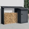 5.18' Dual-Purpose Outdoor Firewood Rack & Heavy Steel Storage Shed,Weather-Resistant