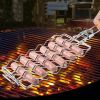 1pc Sausage Grill Net BBQ Tools 304 Stainless Steel Corn Grill Removable Folding Portable Grill Net Clip; Household Barbecue Tool; Kitchen Utensils