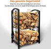 Indoor Firewood Rack with 4-Piece Fireplace Tools Set, 2-Layer Firewood Rack and Fireplace Accessories