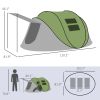 Outsunny Pop Up Tent, Instant Camping Tent with Porch and Carry Bag, 3000mm Waterproof, for 2-3 People, Green, (Poles Included)