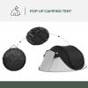 Outsunny Pop Up Tent, Instant Camping Tent with Porch and Carry Bag, 3000mm Waterproof, for 2-3 People, Black, (Poles Included)