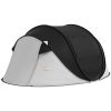 Outsunny Pop Up Tent, Instant Camping Tent with Porch and Carry Bag, 3000mm Waterproof, for 2-3 People, Black, (Poles Included)