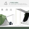 Outsunny Pop Up Tent, Instant Camping Tent with Porch and Carry Bag, 3000mm Waterproof, for 2-3 People, Green, (Poles Included)