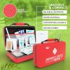 Small First Aid Kit for Car, Office, 121 Pieces, Sturdy Red EVA Travel First Aid Kit with Zip, Carabiner, Waterproof Basic First Aid Kit for Home