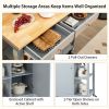 Mobile Kitchen Island Cart with 4 Open Shelves and 2 Drawers