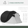 Outsunny Pop Up Tent, Instant Camping Tent with Porch and Carry Bag, 3000mm Waterproof, for 2-3 People, Black, (Poles Included)