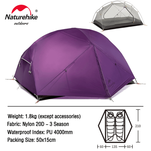 Naturehike Mongar Tent 2 Person Ultralight Travel Tent Double Layer Waterproof Tent Backpacking Tent Outdoor Hiking Camping Tent Naturehike Mongar Tent 2 Person Ultralight Travel Tent Double Layer Waterproof Tent Backpacking Tent Outdoor Hiking Camping Tent
